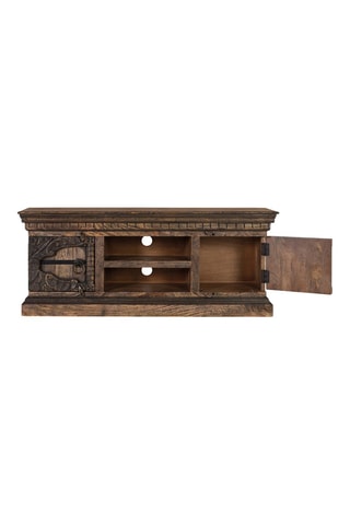 Meuble TV 2 portes en manguier massif - 150 x 61 x 40 cm