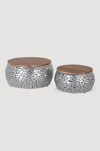 2 tables basses en manguier - 55 x 30 / 70 x 35 cm