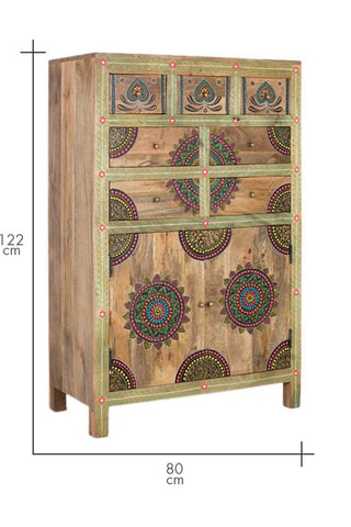 Buffet 2 portes en manguier - 80 x 122 x 41 cm