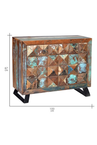 Buffet 2 portes en bois recyclé - 100 x 40 x 87 cm