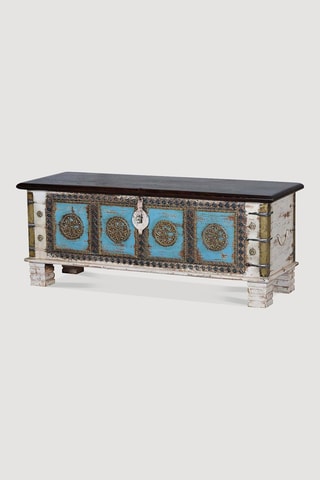 Coffre en manguier et bronze - 116 x 45 x 40 cm