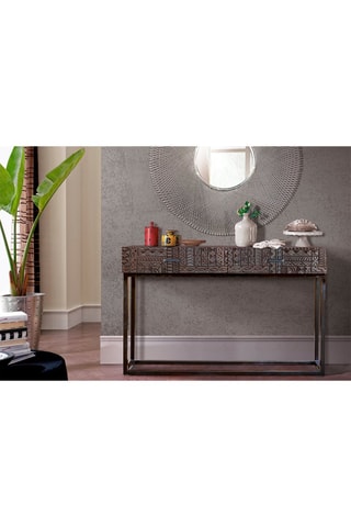 Console 2 tiroirs en manguier - 120 x 76 x 30 cm