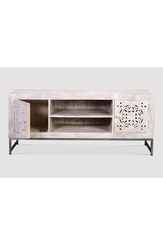 Meuble TV 2 portes en manguier - 130 x 55 x 40 cm