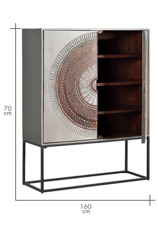 Meuble de rangement 2 portes en manguier - 107 x 40 x 142 cm