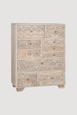 Commode 10 tiroirs en manguier - 70 x 90 x 30 cm
