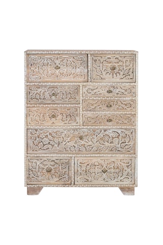 Commode 10 tiroirs en manguier - 70 x 90 x 30 cm