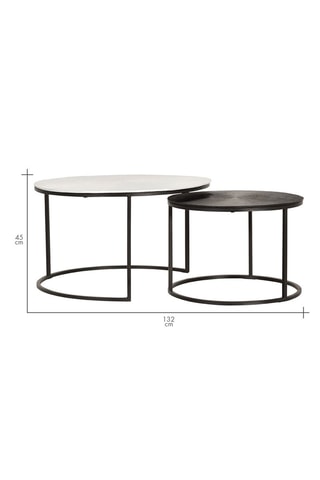 2 tables gigognes en bronze - 76 x 76 x 45 cm / 56 x 56 x 40 cm