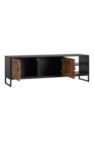 Meuble TV 2 portes en bois de rose et manguier - 50 x 150 x 40 cm