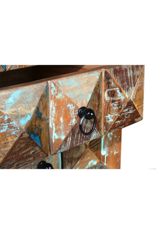 Table d'appoint 3 tiroirs en bois recyclé