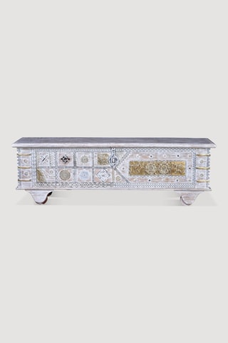 Coffre en manguier et bronze - 145 x 45 x 40 cm