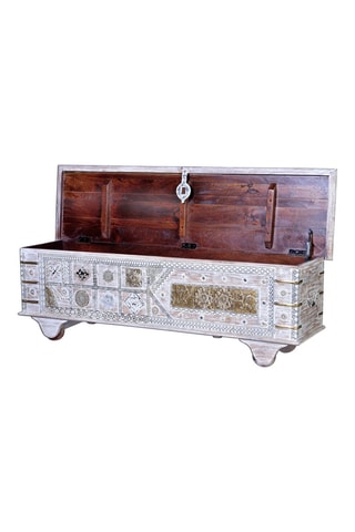 Coffre en manguier et bronze - 145 x 45 x 40 cm