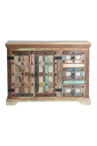 Buffet 2 portes en bois recyclé - 110 x 40 x 80 cm