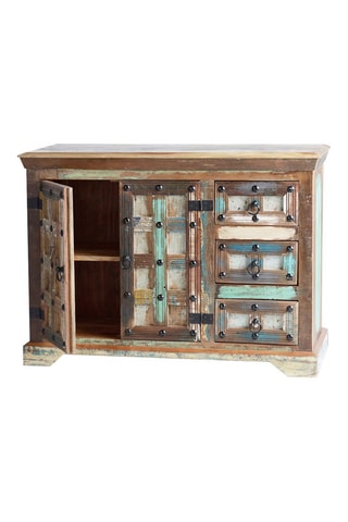 Buffet 2 portes en bois recyclé - 110 x 40 x 80 cm