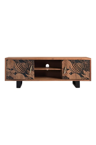 Meuble TV 2 portes en acacia - 160 x 41 x 56 cm