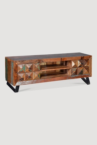 Meuble TV 4 tiroirs en bois recyclé - 155 x 40 x 55 cm