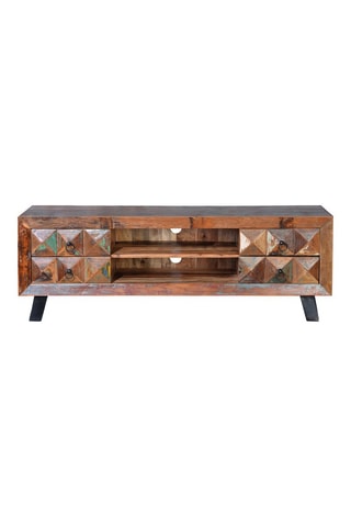 Meuble TV 4 tiroirs en bois recyclé - 155 x 40 x 55 cm