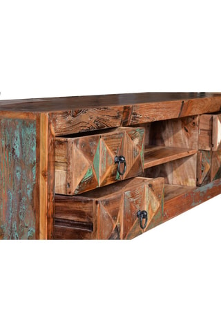 Meuble TV 4 tiroirs en bois recyclé - 155 x 40 x 55 cm