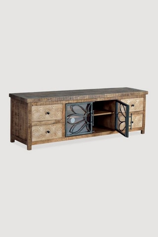 Meuble TV 2 portes en manguier - 170 x 55 x 40 cm
