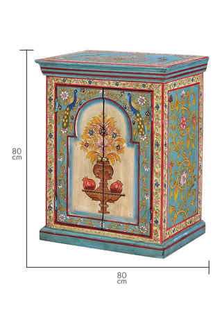 Table d'appoint 2 portes en manguier - 52 x 68 x 34 cm