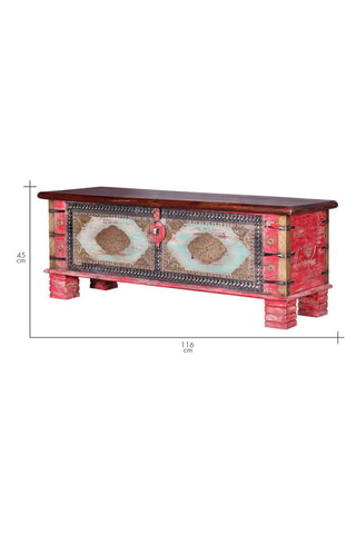 Coffre en manguier et bronze - 116 x 45 x 40 cm