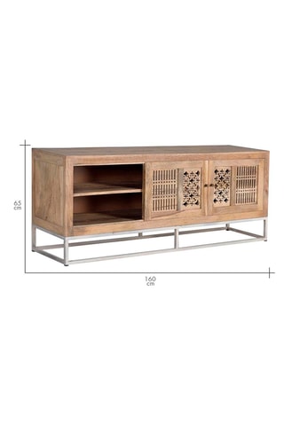 Meuble TV 2 portes en manguier - 160 x 65 x 40 cm