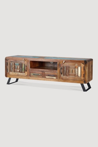 Meuble TV 2 portes en bois recyclé - 160 x 54 x 40 cm