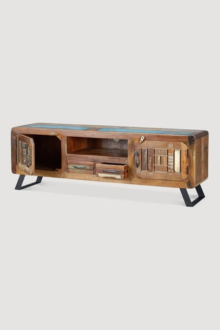Meuble TV 2 portes en bois recyclé - 160 x 54 x 40 cm