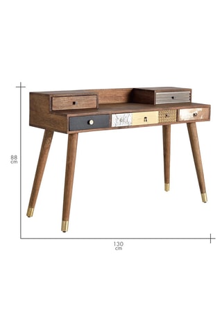 Bureau 5 tiroirs en manguier - 130 x 45 x 88 cm