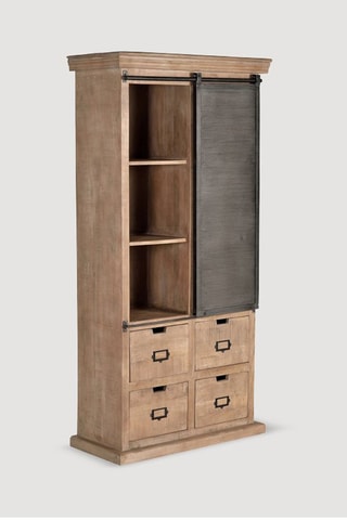 Bibliothèque 1 porte en manguier -  90 x 180 x 40 cm