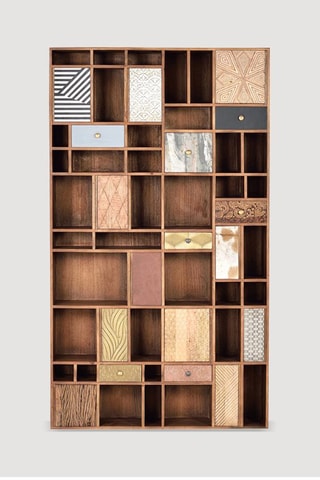 Bibliothèque 11 portes en manguier -  115 x 30 x 200 cm