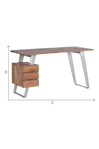 Bureau 3 tiroirs en acacia - 80 x 147 x 63 cm