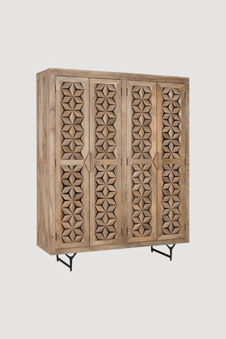 Armoire 4 portes en manguier - 143 x 180 x 45 cm