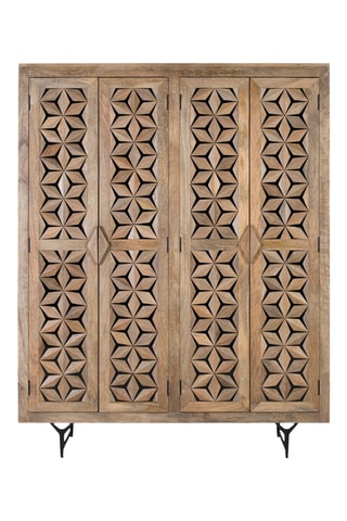 Armoire 4 portes en manguier - 143 x 180 x 45 cm