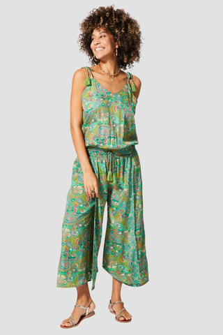 Jumpsuit - Goudkleurig en groen