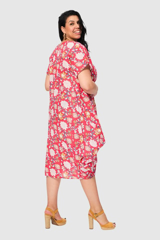 Trapezium jurk - Roze en wit