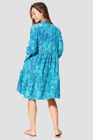 Midi-jurk - Blauw en beige