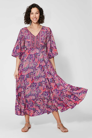 Lange Jurk - Paars en roze