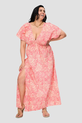 Lange Jurk - Roze en beige