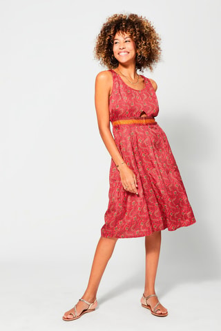 Midi-jurk - Roze en bruin