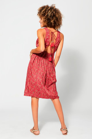 Midi-jurk - Roze en bruin