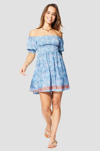 Jurk met Ruches - Blauw en rood