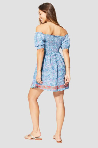 Jurk met Ruches - Blauw en rood