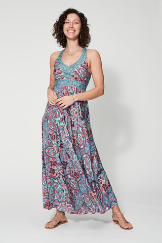 Lange Jurk - Blauw en rood