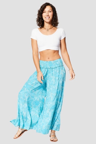 Broek - Turquoise en beige