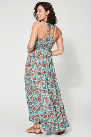 Lange Jurk - Turquoise en roze