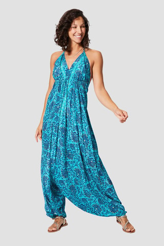 Jumpsuit - Goudkleurig en turquoise