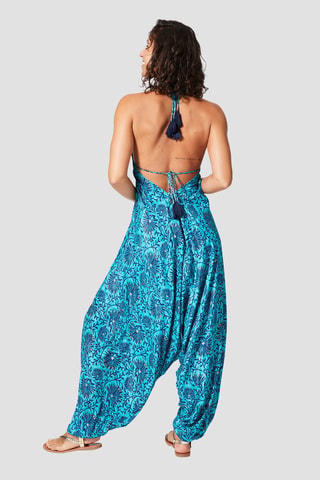 Jumpsuit - Goudkleurig en turquoise