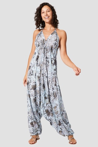 Jumpsuit - Goudkleurig en grijs