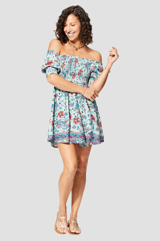 Jurk - Blauw en roze