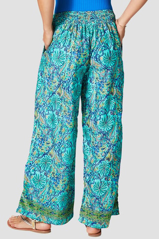 Palazzobroek - Goudkleurig en turquoise